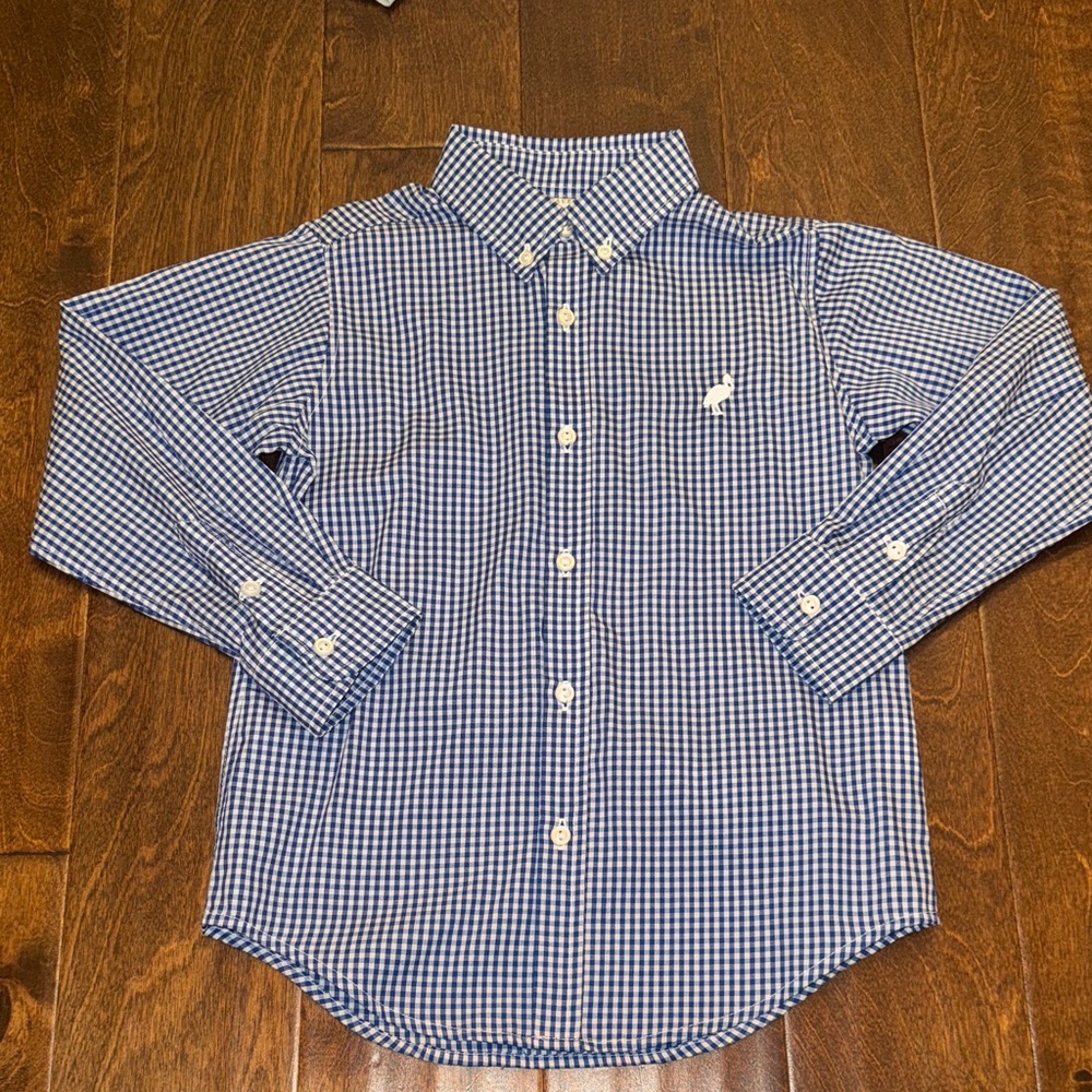 NWT TBBC Dean's List Dress Shirt - Royal Mini Gingham White Stork 7 price firm